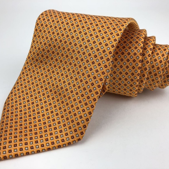 Brioni Other - Brioni Silk Tie Orange Geometric Pattern